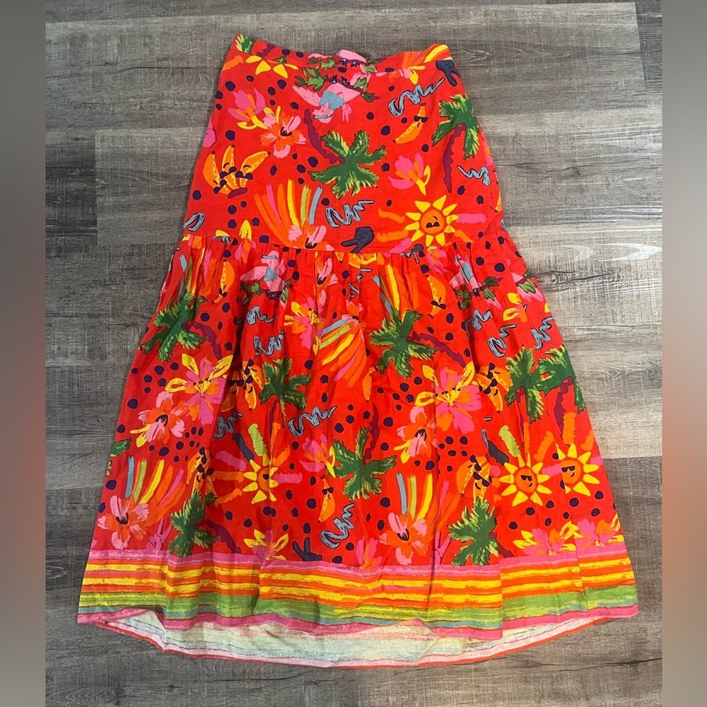 MAISON D’AMELIE Anthropologie tropical linen skirt
